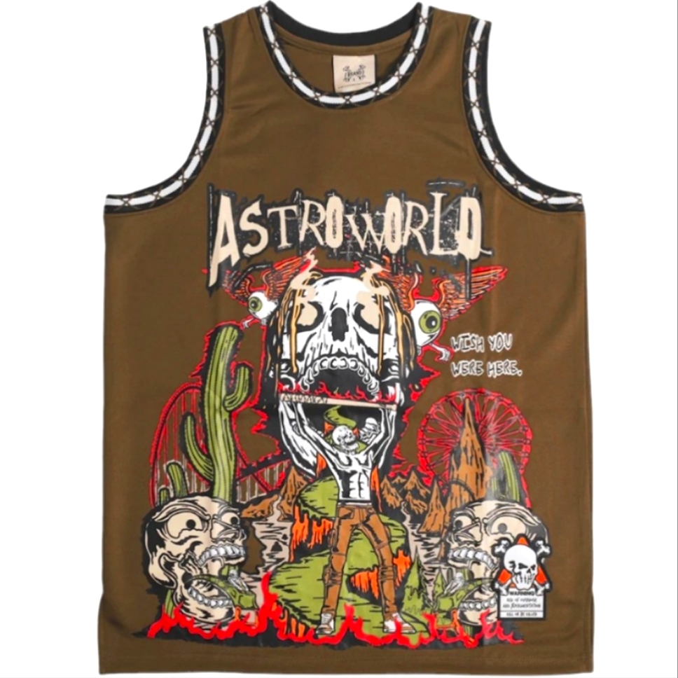Travis Scott Astroworld Brand X Olive Basketball Jersey. Size: Small. Nwot.